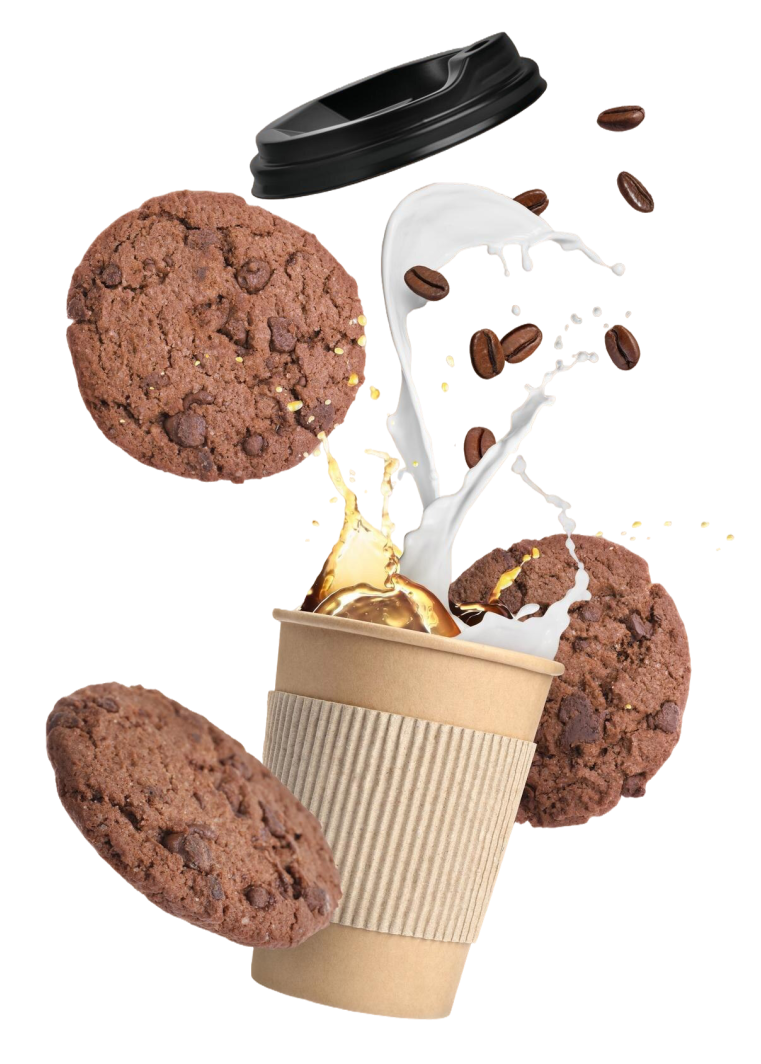 vaso con leche y galletas